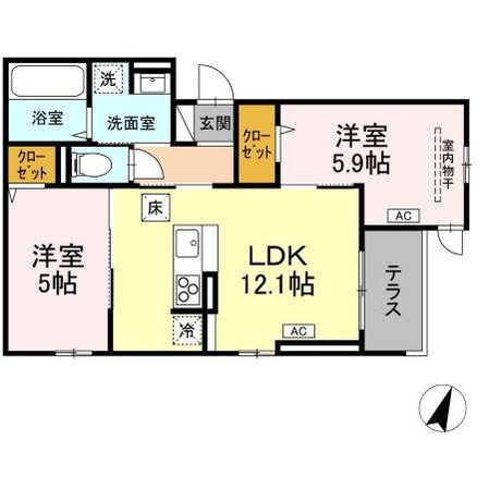 セレスティア大和町の物件間取画像